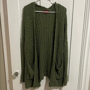 Olive Green Textured Cardigan